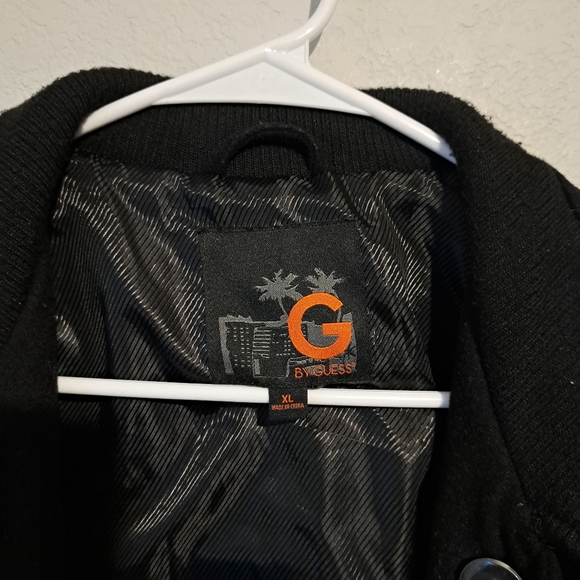 Guess XLarge button down long sleeve pea coat. Black - Picture 5 of 15